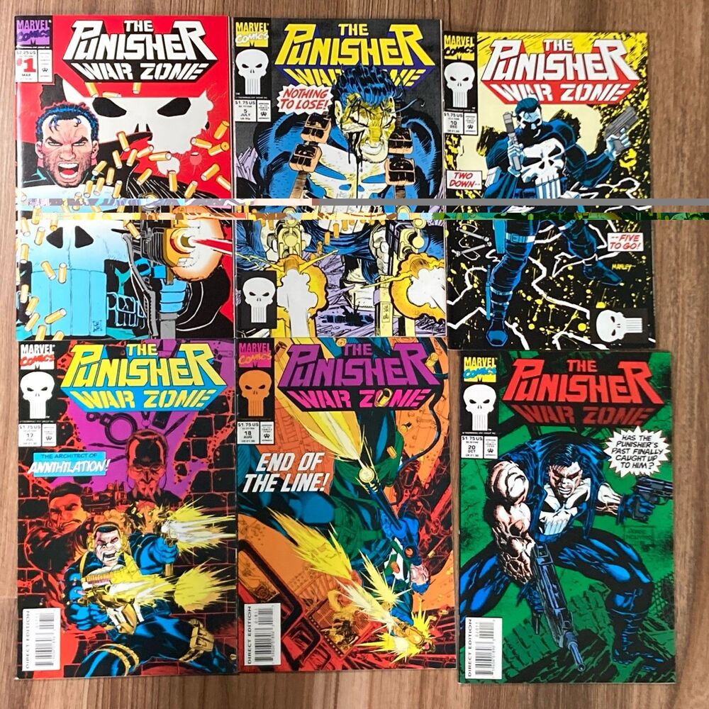The Punisher War Zone Set of 6 (Marvel Comics 1992-93) No. 1,5,10,17,18,20 Lot